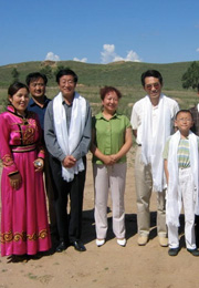 Researchers are greeted by local dignitaries in Inner Mongolia